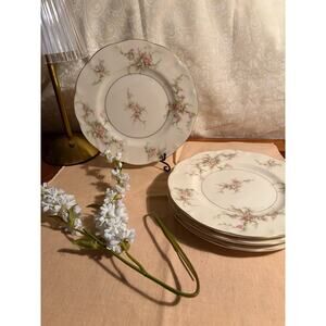 Vintage Haviland NY China Floral Plates | Elegant Shabby Chic Dining Set of 4